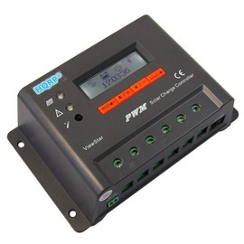 HQRP 20A Solar Panel Power Battery Charge Controller / Regulator 12V / 24V 20 Amp 300W / 600W with PWM charge mode & State of Charge (w/ Lighting & Timer Control) plus HQRP Sun Meter