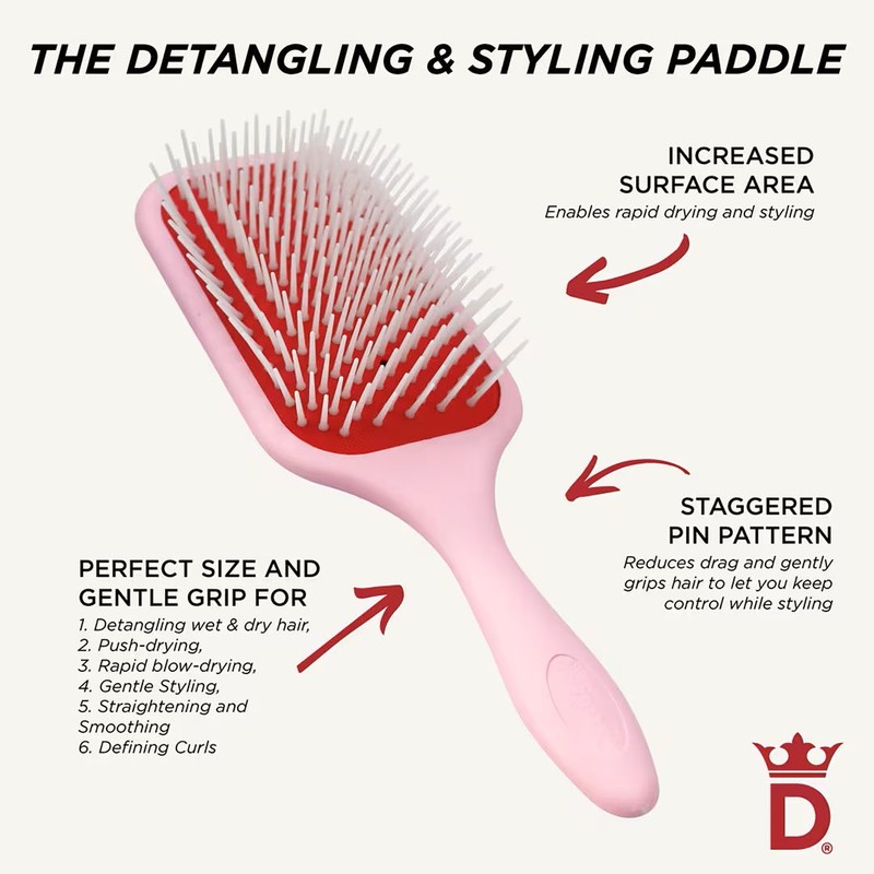 Denman D38 Pastel Pink Power Paddle Brush