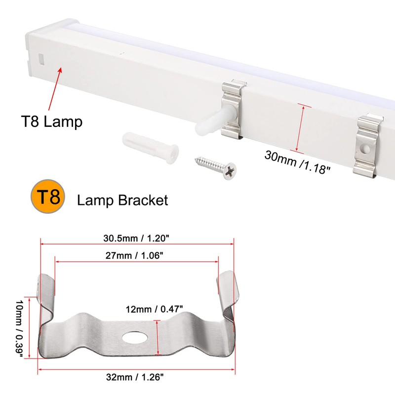MECCANIXITY T8 Clips Bracket Hanger Fluorescent Tube Light Fixture Holder