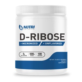 D-ribosa pura en polvo suplemento de ribosa en polvo que aporta energía, sin sabor, sin gluten (500 gramos, 1,1 libras)                               
