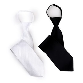 CUFFSMANIA 3 Types, Set of 2, Black and White, For Ceremonial Occasions, Adult Slips On, Easy to Wear, Zipper Necktie, Black and striped pattern