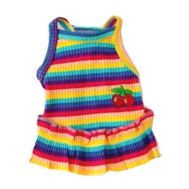 Dog Rainbow Stripe Dress Summer Cat Outfits Soft Breathable Cotton Outfits Clothes for Small Medium X-L XX-L Girls Puppy Lightweight Pet Dresses