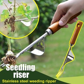 Manual weeder with wooden handle Root weeding, manual weeding tool Weed puller Simple weeding and digging garden tool for planting and weeding