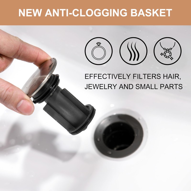 KENES Bathroom Vessel Sink Pop Up Drain Without Overflow Assembly,