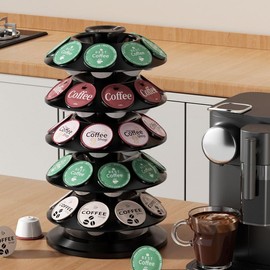 Vurlexat Coffee Pod Storage Compatible with Dolce Gusto Carousel, 360° Rotating Coffee Pods Capsules Holder, Cafe Carousel Storage Organizer Stand Rack with 40 Pods (Black)