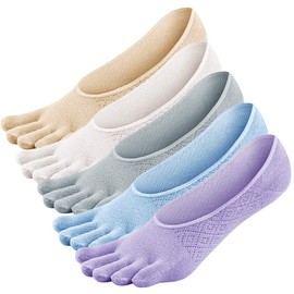 Women's Toe Socks Invisible Trainer Socks Women Five Finger Socks Running Socks Cotton 4/5 Pairs, multicolor 2-5 pairs