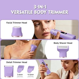 Recortadora de Bikini para Mujeres, Tiovara Afeitadoras Eléctricas Sin Dolor IPX7 Impermeable Inalámbrica Recortadora de Vello Corporal Depilación de 