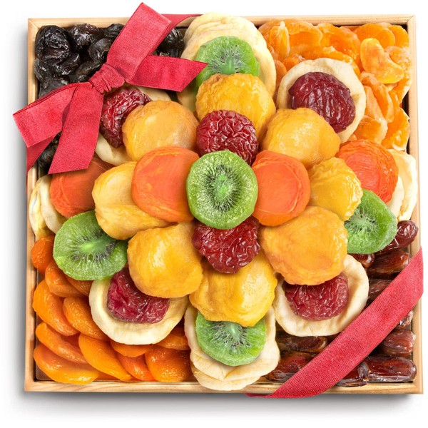 Sweet Bloom Dried Fruit Deluxe Tray Basket Arrangement for Holiday Birthday Healthy Snack Business Kosher