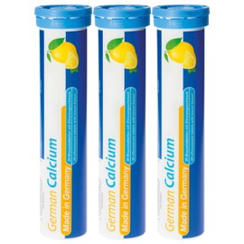 German Calcium 60 Drink Effervescent Tablets - Lemon Lime Flavour - 500 mg Calcium, Sugarfree, Vegan- T&D Pharma – Made in Germany