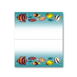 Stonehouse Collection | Tropical Fish Party Name Cards | Oceanside Table Tent Cards | Beach Name Cards | 25 Count (Tropical Fish)