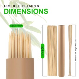 BETESINE 30" Long 6.3mm Thick Heavy Duty Disposable Marshmallow Roasting Sticks - Extra Long SMores Skewers for Fire Pits, Campfires, Hot Dogs & Sausages - Ideal for Outdoor Grilling & BBQ(100 PCS)