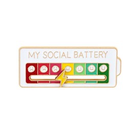 Social Battery Mood Brooch – Interactive Humor Accessory, Perfect for Birthdays, Graduations, & Universal Gifts - Color: My Social Battery-White