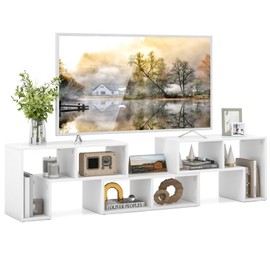 Byroce 3 Pieces TV Stand, Modern Entertainment Center with Storage for 50/55/60/65 Inch Flat Screen TV, Free Combination Bookcase, Gaming Media Console Table for Living Room, Bedroom (White)