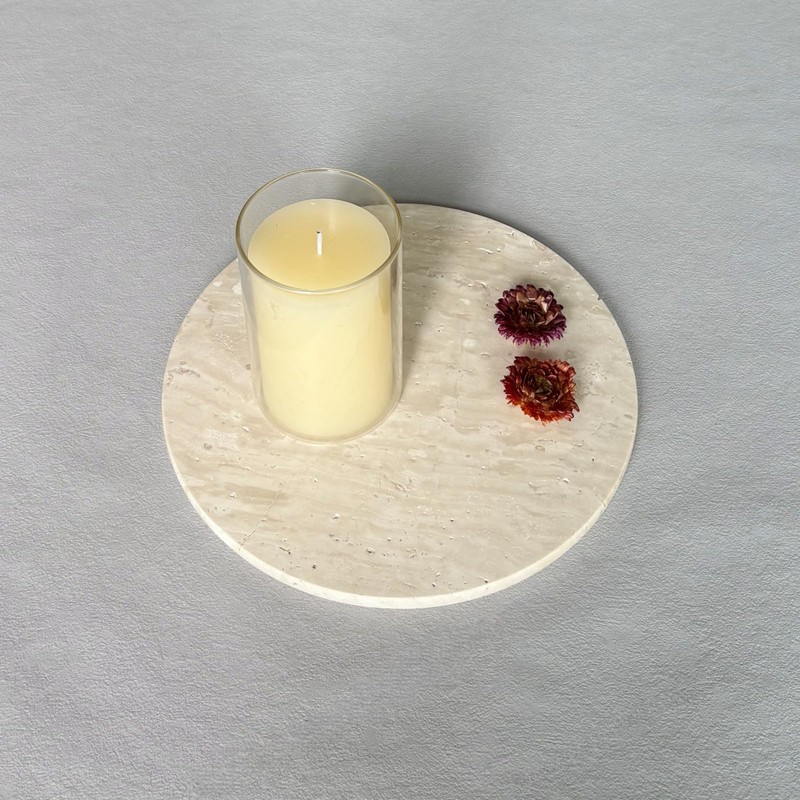 StonePlus Natural Round Marble Tray Matte Polishing Board Circular Plate