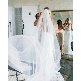 CanB Velos de novia con peine, 1 nivel, velo de catedral, accesorios para el cabello, Blanco, Length *Width 118*59 inches