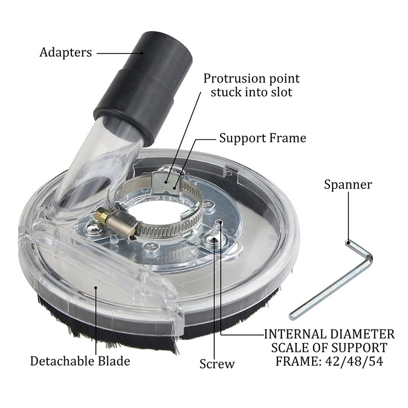 XINGYHENG Dust Shroud Kit Dry Grinding Dust Cover 100-150mm Adjustable