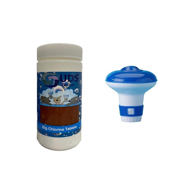 SUDS-ONLINE Floating Dispenser + 50 Ultimate Chlorine Tablets 20g Hot