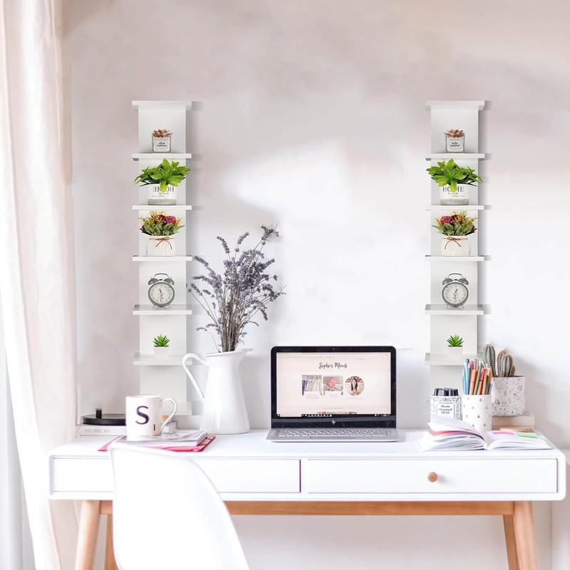 YEXEXINM 2 Pack 7 Tier Wall Shelf Unit 43" White