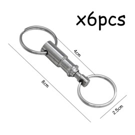 PFLYPF Pack of 6 Double-Headed Key Ring, Removable Metal Key Ring, Convenient and Practical, for Outdoor Travel, Home, Office Key Accessories, Unisex (Silver), silver