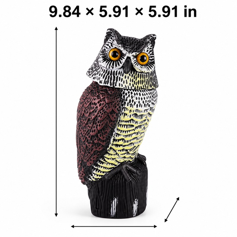 Fake Owl Decoy for Garden Yard Outdoor - Rotating Head
