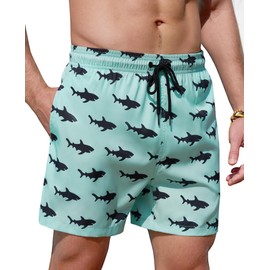 Gleeease Mens Swim Trunks 5 Inch with Mesh Lining Quick Dry Stretch Bathing Suits for Men Board Shorts Men's Swimwear