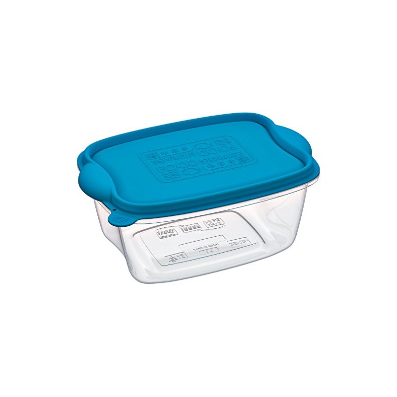 Mongarid Rectangular Shape Food Containers, 1 Liters, Transparent/Blue, 1 L