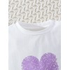 OYOANGLE Girl's 2 Piece Summer Outfits Heart Print Ruffle Tee