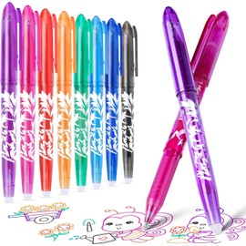 YYSHUS Erasable Ballpoint Pen, Rollerball Pen Erasable, 8 Colours Erasable Gel Pen, Ballpoint Pen with Eraser, 0.5 mm Erasable Gel Pens for Students, Office, Gifts