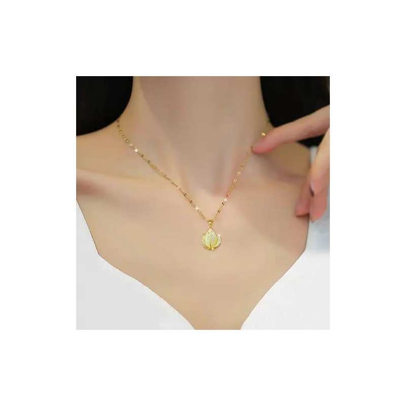 Collar Tulipan Dije Mujer Aretes Largo Juego De Joyeria Lujo