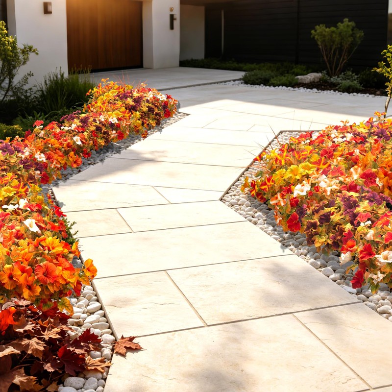 Fall Flowers, 4Pcs UV Resistant Artificial Outdoor Petunias for Decor