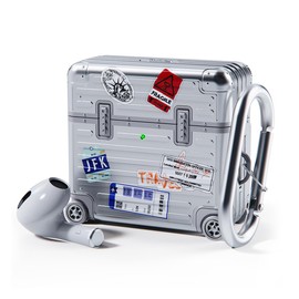 miak AirPods 4 Case, AirPods 4th Generation Case, Carrying Case, Shockproof, Double Wall Construction, Polycarbonate, TPU, Deco-Seal, Carabiner Included, Wireless Charging, Airpotts 4, Silver