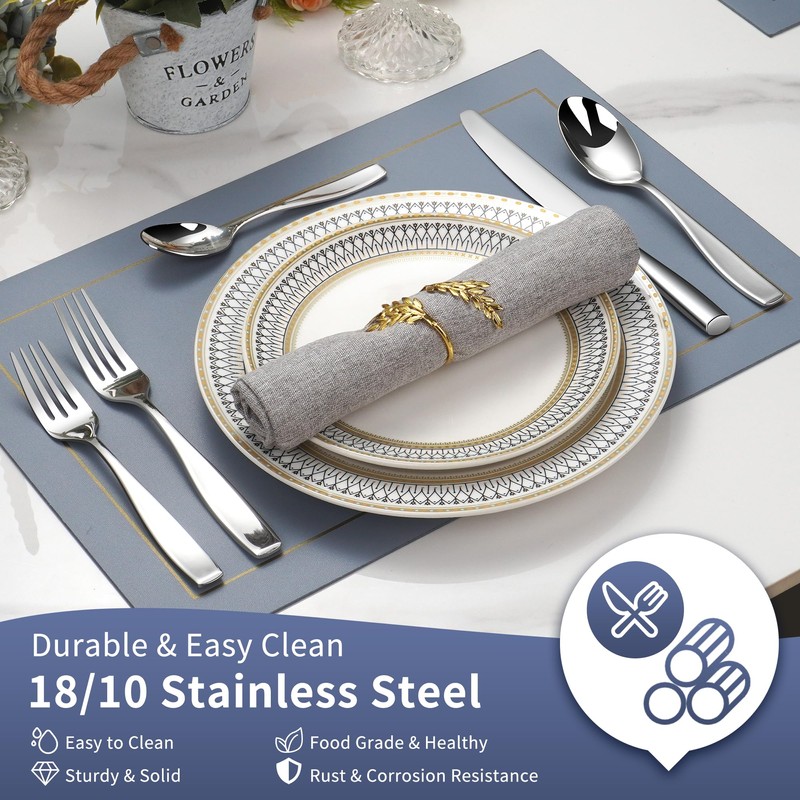 40 Piece Stainless Flatware Sets for 8, 18/10 Heavy Stainless