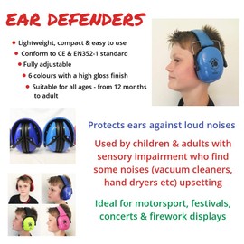 Sensory Direct Ear Defenders - Black, Noise Cancelling Headphone Protection for Kids & Adults with Sensory Integration, Autism, ASD, Asperger's & Sensory Processing Disorder