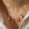 ALRNBY Gold Charm Necklace for Women Dainty Boho Pearl Shell