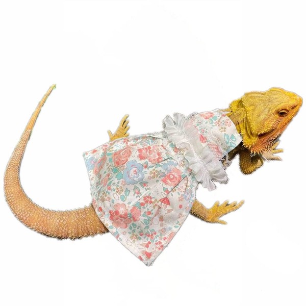 Lizard Dress for Bearded Dragon - Handmade Cotton Tutu Skirt with Lace Princess Sundress Halloween Costume Photo Cosplay Party for Reptile Lizard Bearded Dragon Crested Gecko Chameleon (L, Pink)