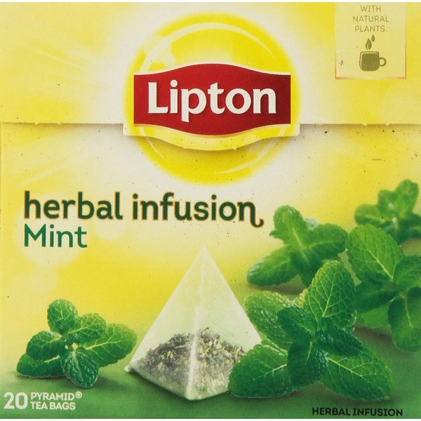 Lipton Infusion Herbal Tea - Mint - Premium Pyramid Tea Bags (20 Count Box) [PACK OF 3]