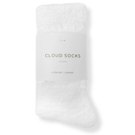 Ultra-Luxe Cloud Sock For Women & Men | Warm & Cozy Fuzzy Unisex Sleep Socks | Super Soft Luxurious Fabric, 1 Pair White