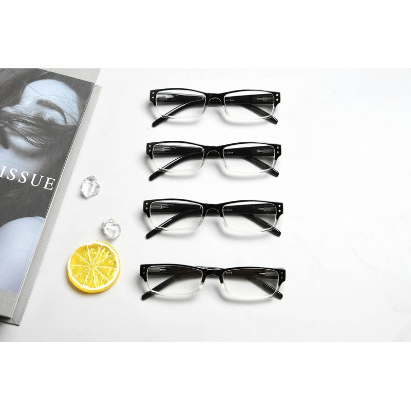 Eyekepper 4-pack Gafas de lectura rectangular con bisagras de resorte