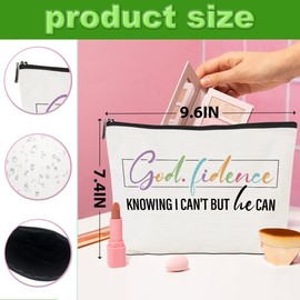 CQM 2pcs Bible Verse Makeup Bag, Christian Quotes Inspirational Cosmetic Bag Religious Sayings Christmas Birthday Bible Gifts for Women Friend Girls