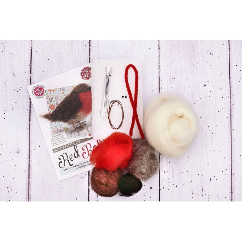 The Crafty Kit Company British Birds Robin Needle Felting Kit