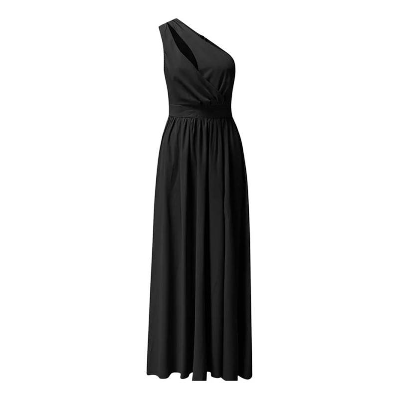 Mujer Vestido De Hombro Diagonal Vestido De Corte Abierto