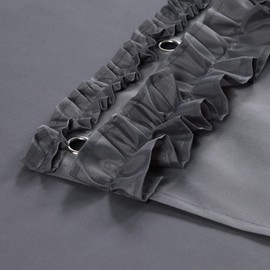 BESTRIPES Ruffle Stall Shower Curtain, Grey Fabric Narrow Shower Curtain with Handmade Ruffles, Farmhouse Chic Bath Small Curtains, 54" W x 72" H