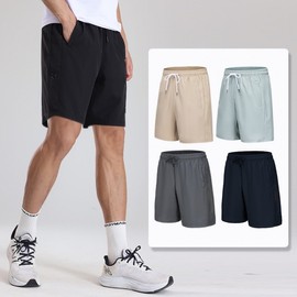 Andar Men's Ice Silk Plus Size Running Fitness Summer Shorts Inner M/Black 3ea