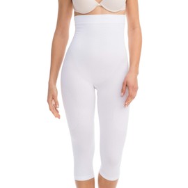 Farmacell 323 (White, L/XL) Women's high-Waisted Push-up Anti-Cellulite Control Capri Leggings