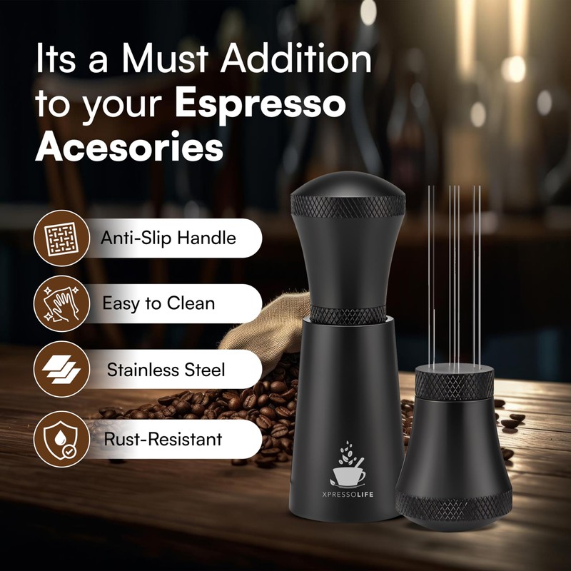 XpressoLife WDT Tool – Espresso Distribution Tools, Black Aluminum Alloy