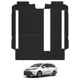 3W Floor Mat Fit Toyota Sienna 2021-2025 (Only for 8 Seat), TPE All Weather Custom Fit Floor Liner for Toyota Sienna LE/XLE, Full Cover Protection 2nd and 3rd Row Car Mats, Black