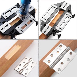 Door Hinge Jig, Wooden Door Hinge Hole Opener, Door Slotting Locator, Door Lock Mortise Jig, Aluminum Alloy Cabinet Door Hinge Mounting Jig for Woodworking