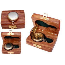 BAZROSS Brass Nautical Compass Vintage Directional Magnetic Compass Navigational Compass Gifts with Wooden Case for Loved Ones Big Brass Triangle Sundial Compass for Gift (Hicking Pocket Compass)