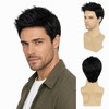 Black Wigs for Men Short Layered Synthetic Male Guy Wig
