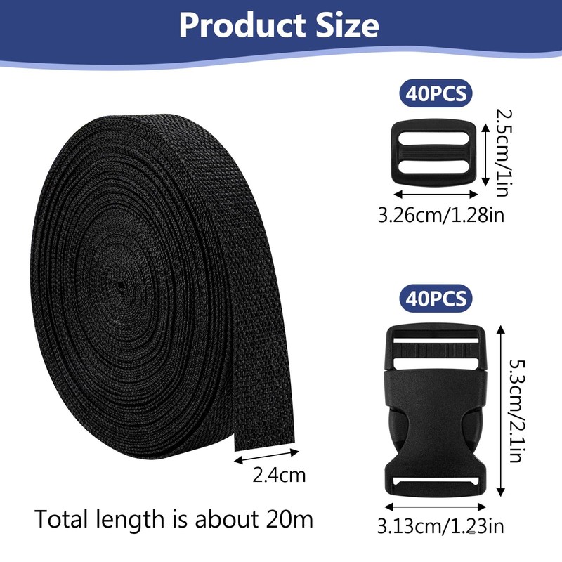 BREANIFULL 20 m Webbing 25 mm Nylon Webbing Strap with